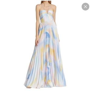 Monique Lhuillier Pleated Rainbow Pastel Gown size 0